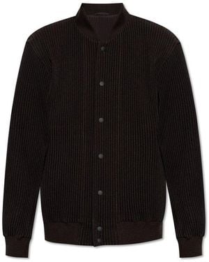 Homme Plissé Issey Miyake Dark Polyester Bomber Jacket - Black