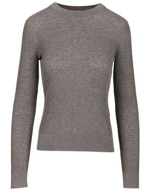 Max Mara Crewneck Ribbed Jumper - Grey