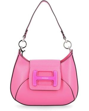 Hogan H-Bag Logo Plaque Mini Shoulder Bag - Pink