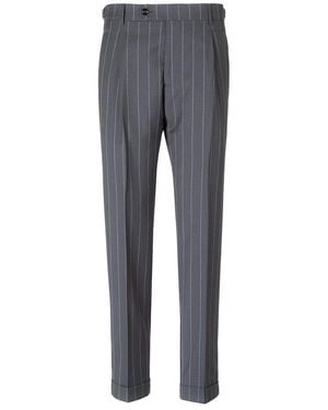 Berwich Retro Pinstripe Pleated Trousers - Grey