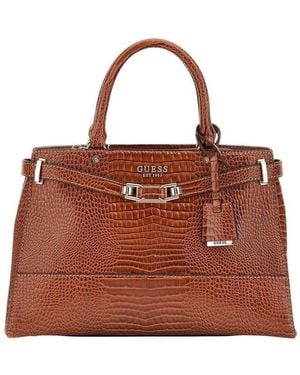 Guess Silvye Embossed Handbag - Brown