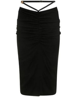 Versace Medusa-Plaque Ruffled Midi Skirt - Black