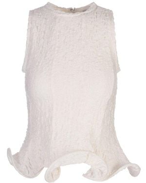 MSGM Turn-Up Hem Top - White