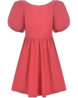 RED Valentino Puff Sleeved Round Neck Mini Dress - Pink