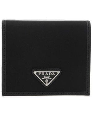 Prada Triangle-Logo Bi-Fold Wallet - Black