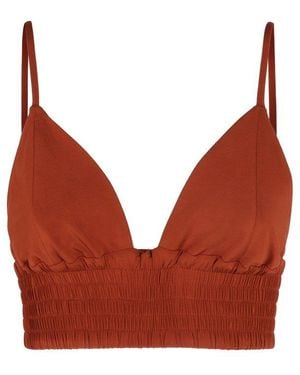 FEDERICA TOSI Triangle-Cup Cropped Shirred Top