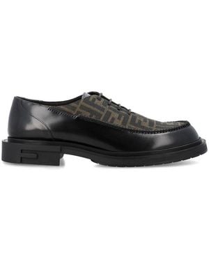 Fendi Ff Jacquard Lace-Up Shoes - Black