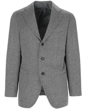 Cesare Attolini Striped Blazer Jacket - Grey