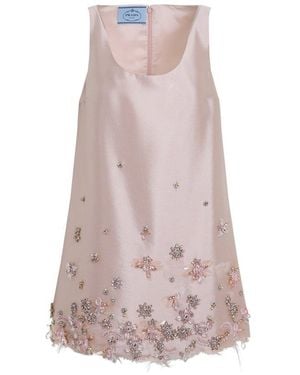 Prada Embellished Sleeveless Mini Dress - Pink