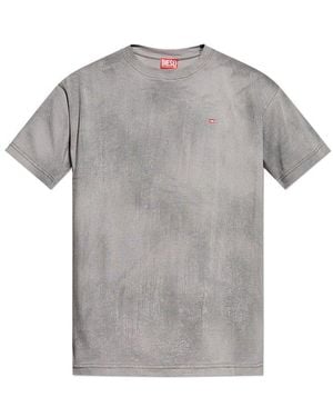 DIESEL D-Logo Embroidered Crewneck T-Shirt - Grey