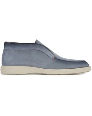 Santoni Desert Round Toe Slip-On Boots - Blue