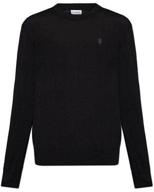 Burberry B-Shield Embroidered Knitted Jumper - Black