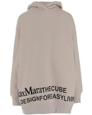 Max Mara Logo Detailed Long-Sleeved Hoodie - Grey