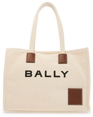 【送料&関税込】Bally Logo Patch Striped Top Handle Bag Bally Bally Logo Patch Striped Top Handle Bag - Tote Bags