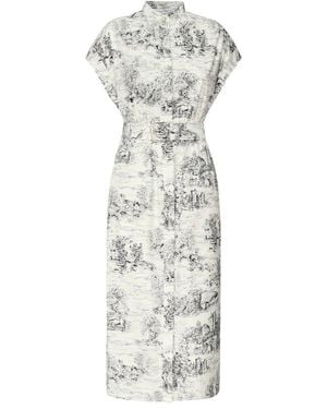 Dior All-Over Patterned Belted Short-Sleeved Dress - White