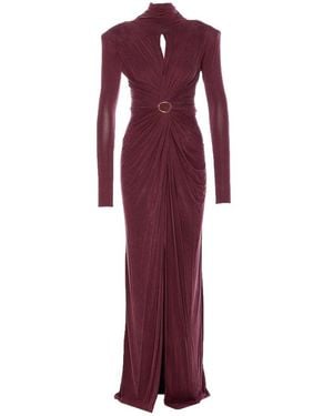 Elisabetta Franchi High-Neck Cut-Out Detailed Dress - Red