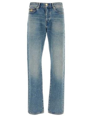 Versace Logo Patch Straight-Leg Jeans - Blue