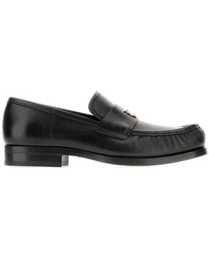 Ferragamo Gancini Ornament Penny Loafers - Black