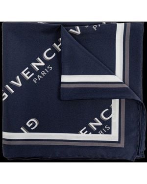 Givenchy Logo Monogram Frayed-Edge Scarf - Blue