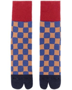 Brain Dead Tabi Checker Ankle Socks - Red