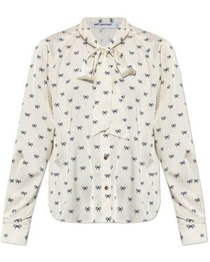 Self-Portrait Shirt With Decorative Tie - White
