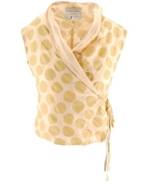 ALESSIA SANTI Graphic Printed Wrap Tied Sleeveless Top - White