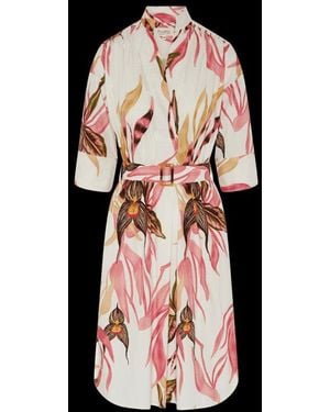 Psophia Cuffed Sleeves Botanical Watercolour Leaf Print Tunic - Black