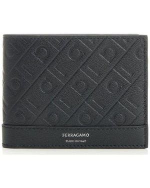 Ferragamo Monogram Dmbossed Bi-Fold Wallet - Grey