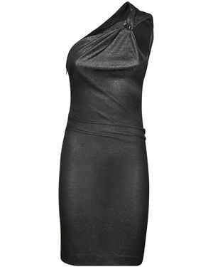 Moschino One Shoulder Asymmetric Mini Dress - Black
