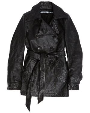 Alexander Wang Leather Memory Trench Coat - Black