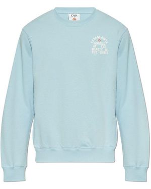 CASABLANCA Logo Printed Crewneck Sweatshirt - Blue