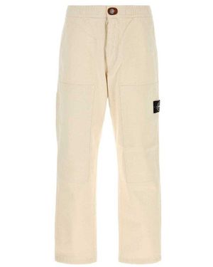 Stone Island Logo Patch Pants - Natural
