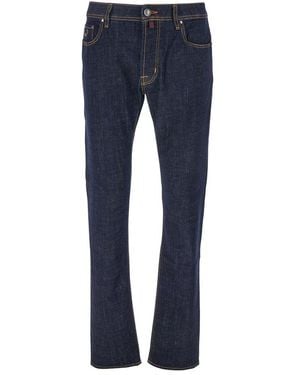 Jacob Cohen Dark Jeans With Logo Patch On The Back - Blue