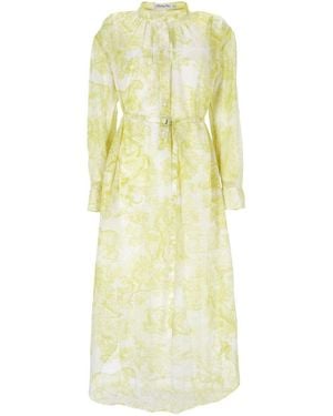 Dior Toile De Jouy Long-Sleeved Dress - Yellow