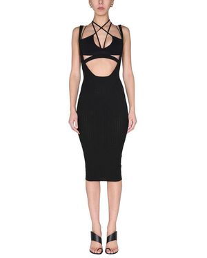 ANDREADAMO Ribbed Skirt With Straps Detail - Black