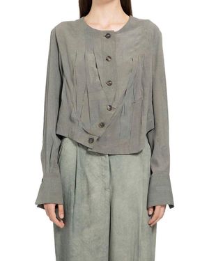 Ziggy Chen Asymmetric Wrinkled Buttoned Shirt - Gray