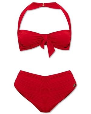 Balmain Plain Two Piece Swimsuit - Red
