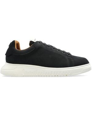 Emporio Armani Round Toe Lace-Up Trainers - Black