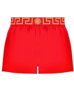 Versace Greca Border Swim Shorts - Red