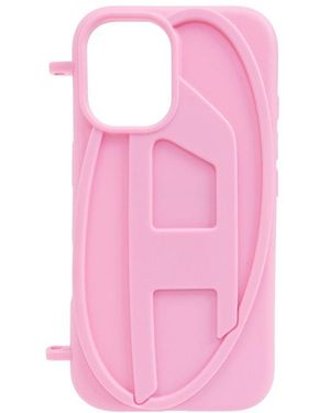 DIESEL Oval-D Logo Embossed 16 Pro Phone Case - Pink