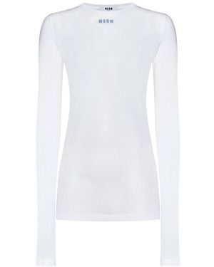 MSGM Logo-Printed Crewneck T-Shirt - White