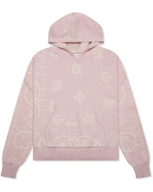 Rhude Bandana Intarsia Knitted Hoodie - Pink