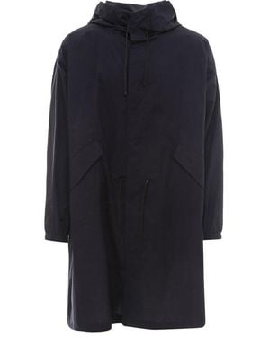 Jil Sander Logo Print Hooded Parka - Blue