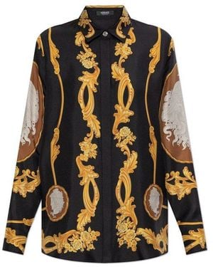 Versace Pattern-Printed Long-Sleeved Shirt - Black