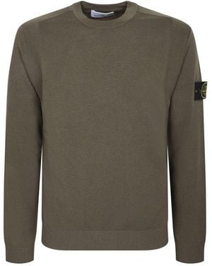 Stone Island Logo Patch Knitted Jumper - Green