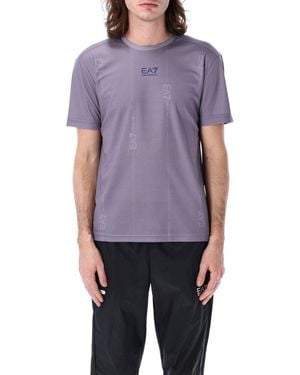EA7 Logo Printed Crewneck T-shirt - Purple