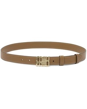 Miu Miu Logo-Lettering Buckle Belt - White