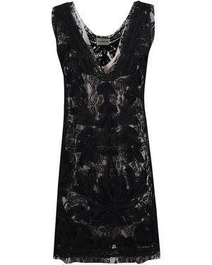P.A.R.O.S.H. Lace Detailed V-Neck Dress - Black
