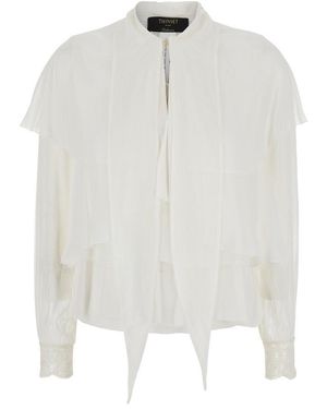 Twinset Shirt With Layered Draped Design - White