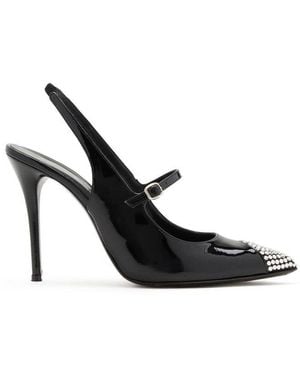 Alessandra Rich Embellished Slingback Court Shoes - Black